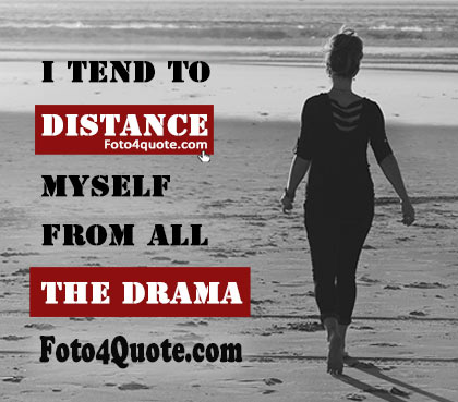 sad lonely girl walking on beach, hurt by friends with a quote about drama - black and with image