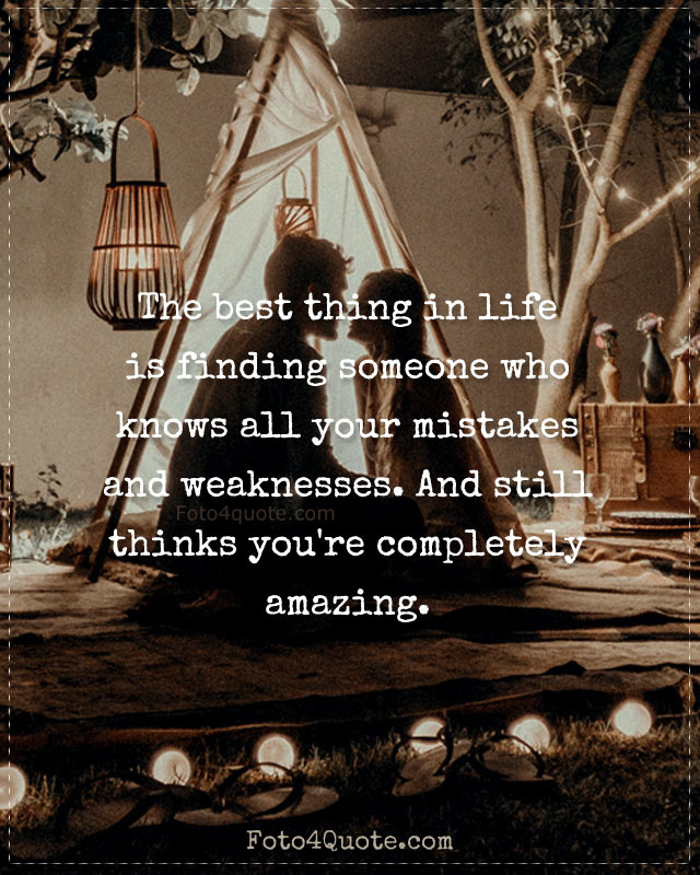 Quotes about relationships and true love with image for couple kissing camping and having fun